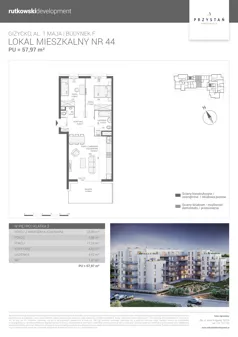 3 pokoje, mieszkanie 57,97 m², piętro 4, oferta nr M44, Apartamenty Przystań - Etap F, Giżycko, al. 1 Maja 34