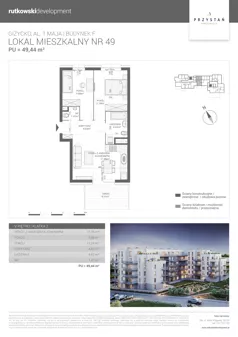3 pokoje, mieszkanie 49,44 m², piętro 5, oferta nr M49, Apartamenty Przystań - Etap F, Giżycko, al. 1 Maja 34