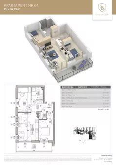 3 pokoje, mieszkanie 57,59 m², piętro 5, oferta nr M64, Sobola Biel - Budynek A8, Suwałki, ul. Aleksandry Piłsudskiej