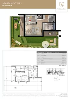 3 pokoje, mieszkanie 59,56 m², parter, oferta nr M1, Sobola Biel - Budynek A9, Suwałki, ul. Aleksandry Piłsudskiej