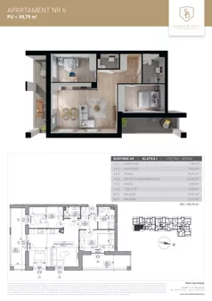 3 pokoje, mieszkanie 59,79 m², piętro 1, oferta nr M6, Sobola Biel - Budynek A9, Suwałki, ul. Aleksandry Piłsudskiej