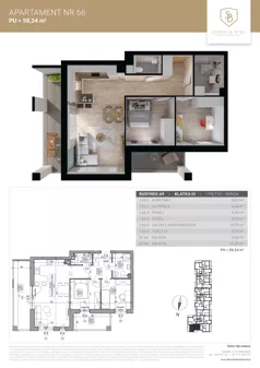 3 pokoje, mieszkanie 58,34 m², piętro 1, oferta nr M66, Sobola Biel - Budynek A9, Suwałki, ul. Aleksandry Piłsudskiej