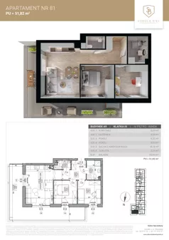 3 pokoje, mieszkanie 51,82 m², piętro 4, oferta nr M81, Sobola Biel - Budynek A9, Suwałki, ul. Aleksandry Piłsudskiej
