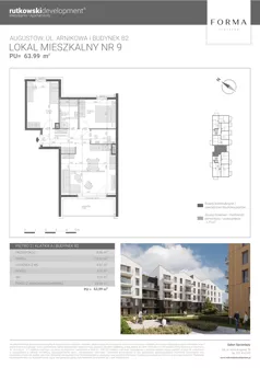 3 pokoje, mieszkanie 63,99 m², piętro 2, oferta nr M9, Forma Augustów, Augustów, ul. Arnikowa 10G