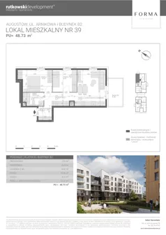 3 pokoje, mieszkanie 48,73 m², piętro 4, oferta nr M39, Forma Augustów, Augustów, ul. Arnikowa 10G
