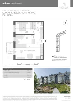 3 pokoje, mieszkanie 55,11 m², piętro 1, oferta nr M99, Ignatki Forest - Etap 2, Ignatki-Osiedle, ul. Działkowa 1