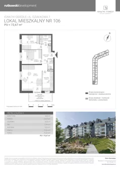 3 pokoje, mieszkanie 72,67 m², piętro 2, oferta nr M106, Ignatki Forest - Etap 2, Ignatki-Osiedle, ul. Działkowa 1
