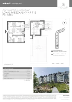 3 pokoje, mieszkanie 80,33 m², piętro 3, oferta nr M113, Ignatki Forest - Etap 2, Ignatki-Osiedle, ul. Działkowa 1