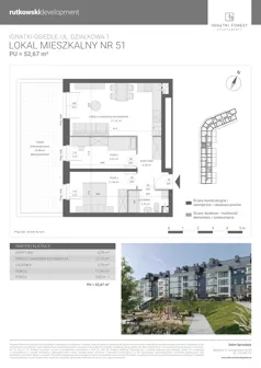 3 pokoje, mieszkanie 52,67 m², parter, oferta nr M51, Ignatki Forest - Etap 2, Ignatki-Osiedle, ul. Działkowa 1