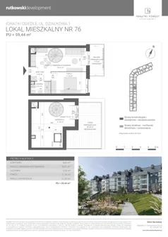 3 pokoje, mieszkanie 59,44 m², piętro 3, oferta nr M76, Ignatki Forest - Etap 2, Ignatki-Osiedle, ul. Działkowa 1