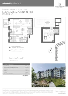 3 pokoje, mieszkanie 74,92 m², piętro 3, oferta nr M83, Ignatki Forest - Etap 2, Ignatki-Osiedle, ul. Działkowa 1