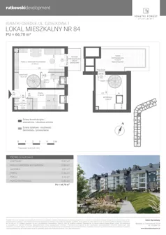 3 pokoje, mieszkanie 66,78 m², piętro 3, oferta nr M84, Ignatki Forest - Etap 2, Ignatki-Osiedle, ul. Działkowa 1
