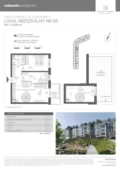 3 pokoje, mieszkanie 73,34 m², piętro 3, oferta nr M85, Ignatki Forest - Etap 2, Ignatki-Osiedle, ul. Działkowa 1