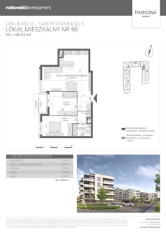 3 pokoje, mieszkanie 68,03 m², piętro 1, oferta nr M98, Parkowa Osiedle, Grajewo, ul. mjr. Jana Tabortowskiego 6