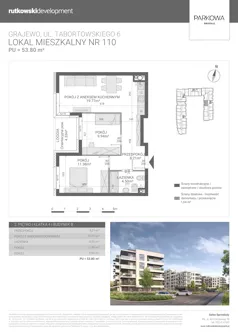 3 pokoje, mieszkanie 53,80 m², piętro 2, oferta nr M110, Parkowa Osiedle, Grajewo, ul. mjr. Jana Tabortowskiego 6