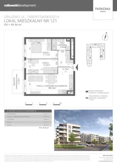 3 pokoje, mieszkanie 49,56 m², piętro 3, oferta nr M121, Parkowa Osiedle, Grajewo, ul. mjr. Jana Tabortowskiego 6