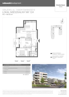 3 pokoje, mieszkanie 68,03 m², piętro 3, oferta nr M124, Parkowa Osiedle, Grajewo, ul. mjr. Jana Tabortowskiego 6