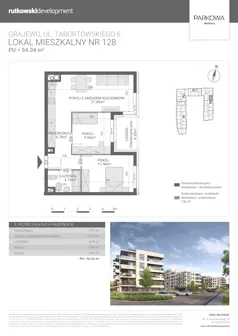 3 pokoje, mieszkanie 54,34 m², piętro 3, oferta nr M128, Parkowa Osiedle, Grajewo, ul. mjr. Jana Tabortowskiego 6