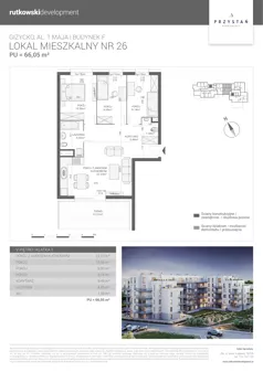 4 pokoje, mieszkanie 66,05 m², piętro 5, oferta nr M26, Apartamenty Przystań - Etap F, Giżycko, al. 1 Maja 34
