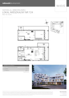 4 pokoje, apartament 97,10 m², piętro 4, oferta nr M124, Wave - Etap 1, Giżycko, ul. Armii Krajowej