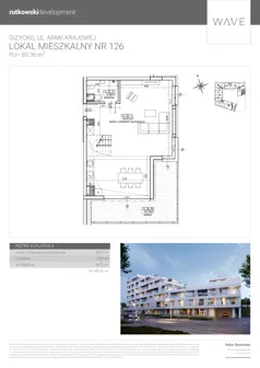4 pokoje, apartament 89,36 m², piętro 4, oferta nr M126, Wave - Etap 1, Giżycko, ul. Armii Krajowej