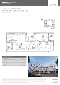 4 pokoje, apartament 76,54 m², piętro 1, oferta nr M50, Wave - Etap 2, Giżycko, ul. Armii Krajowej