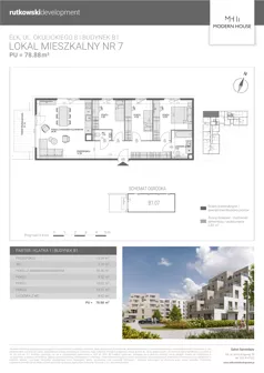 4 pokoje, mieszkanie 78,88 m², parter, oferta nr M7, Modern House 2, Ełk, Konieczki, ul. Gen. Leopolda Okulickiego 8