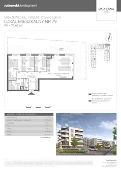 4 pokoje, mieszkanie 73,62 m², parter, oferta nr M79, Parkowa Osiedle, Grajewo, ul. mjr. Jana Tabortowskiego 6
