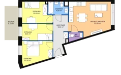 4 pokoje, mieszkanie 68,05 m², piętro 1, oferta nr M48, Ultra Marina, Ełk, Jeziorna, ul. bp. Edwarda Samsela 3