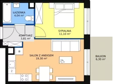 2 pokoje, mieszkanie 38,25 m², piętro 2, oferta nr M50, Ultra Marina, Ełk, Jeziorna, ul. bp. Edwarda Samsela 3