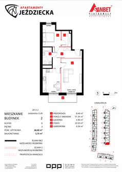 2 pokoje, mieszkanie 66,00 m², piętro 3, oferta nr 11/8, Apartamenty Jeździecka, Wrocław, Krzyki-Partynice, Krzyki, ul. Jeździecka