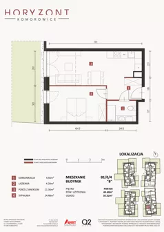 2 pokoje, mieszkanie 44,68 m², parter, oferta nr B1/0/4, Horyzont Komorowice, Komorowice, ul. Starobaśniowa