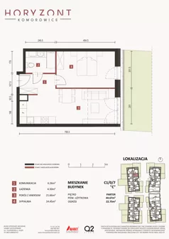 2 pokoje, mieszkanie 44,67 m², parter, oferta nr C1/0/7, Horyzont Komorowice, Komorowice, ul. Starobaśniowa