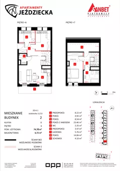 3 pokoje, mieszkanie 74,78 m², piętro 6, oferta nr 11/13, Apartamenty Jeździecka, Wrocław, Krzyki-Partynice, Krzyki, ul. Jeździecka