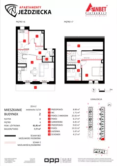 3 pokoje, mieszkanie 81,41 m², piętro 6, oferta nr 11/14, Apartamenty Jeździecka, Wrocław, Krzyki-Partynice, Krzyki, ul. Jeździecka