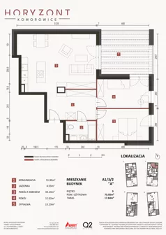 3 pokoje, mieszkanie 75,92 m², piętro 3, oferta nr A1/3/2, Horyzont Komorowice, Komorowice, ul. Starobaśniowa