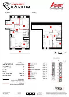 4 pokoje, mieszkanie 78,18 m², piętro 6, oferta nr 11A/18, Apartamenty Jeździecka, Wrocław, Krzyki-Partynice, Krzyki, ul. Jeździecka