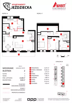 4 pokoje, mieszkanie 113,08 m², piętro 6, oferta nr 11A/19, Apartamenty Jeździecka, Wrocław, Krzyki-Partynice, Krzyki, ul. Jeździecka