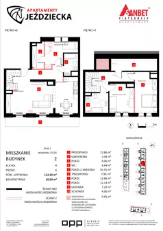 4 pokoje, mieszkanie 112,33 m², piętro 6, oferta nr 15/18, Apartamenty Jeździecka, Wrocław, Krzyki-Partynice, Krzyki, ul. Jeździecka