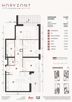4 pokoje, mieszkanie 100,07 m², piętro 3, oferta nr C1/3/3, Horyzont Komorowice, Komorowice, ul. Starobaśniowa
