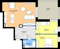 3 pokoje, mieszkanie 75,92 m², piętro 3, oferta nr A1/3/2, Horyzont Komorowice, Komorowice, ul. Starobaśniowa