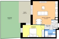 2 pokoje, mieszkanie 49,12 m², piętro 2, oferta nr B1/2/8, Horyzont Komorowice, Komorowice, ul. Starobaśniowa
