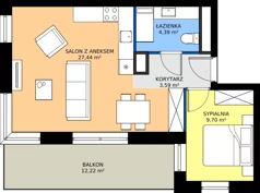 2 pokoje, mieszkanie 45,13 m², piętro 2, oferta nr A1/2/1, Horyzont Komorowice, Komorowice, ul. Starobaśniowa