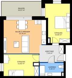 3 pokoje, mieszkanie 64,68 m², piętro 2, oferta nr A1/2/6, Horyzont Komorowice, Komorowice, ul. Starobaśniowa