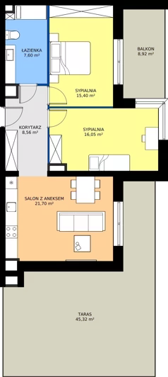 3 pokoje, mieszkanie 69,32 m², piętro 3, oferta nr A1/3/3, Horyzont Komorowice, Komorowice, ul. Starobaśniowa