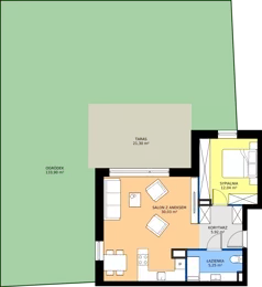 3 pokoje, mieszkanie 53,24 m², parter, oferta nr A1/0/2, Horyzont Komorowice, Komorowice, ul. Starobaśniowa