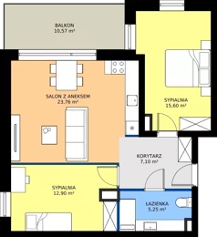 3 pokoje, mieszkanie 64,61 m², piętro 1, oferta nr A1/1/6, Horyzont Komorowice, Komorowice, ul. Starobaśniowa