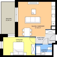 2 pokoje, mieszkanie 49,15 m², piętro 2, oferta nr A1/2/8, Horyzont Komorowice, Komorowice, ul. Starobaśniowa