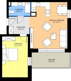 2 pokoje, mieszkanie 55,37 m², piętro 2, oferta nr B1/2/5, Horyzont Komorowice, Komorowice, ul. Starobaśniowa