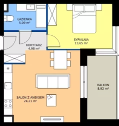 2 pokoje, mieszkanie 47,93 m², piętro 1, oferta nr B1/1/4, Horyzont Komorowice, Komorowice, ul. Starobaśniowa